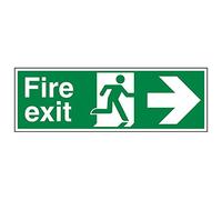 VSafety 14004BP-S'Fire Exit Lot de 3 panneaux de sortie de secours à droite, paysage, 600 mm x 200 mm