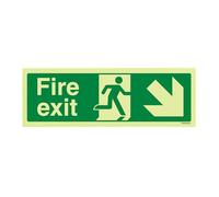 vsafety 14006 ax-g "Fire Exit Flèche droite signe, Glow dans le noir, 1 mm en plastique, paysage, 300 mm x 100 mm, vert