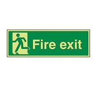 vsafety 14010bj-g "Fire Exit Man gauche" Final, Glow dans le noir, 1 mm en plastique, paysage, 450 mm x 150 mm, vert