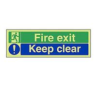Vsafety 14012 Axe-g "sortie de secours/Keep Clear" Panneau, paysage, 300 mm x 100 mm (lot de 3)
