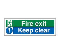 vsafety 14012bj-s/Fire Exit Keep Clear Fire Exit Sign, vinyle autocollant, paysage, 450 mm x 150 mm