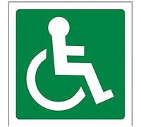 vsafety 14018 af-r Fire Exit Sign De Roue, chaise Logo Face à droite, en plastique rigide, Carré, 100 mm x 100 mm, vert