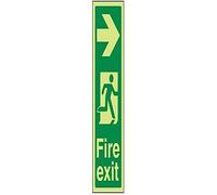 vsafety 14040 ap-g Pancarte "Fire Exit avec flèche à droite, Glow dans le noir, 1 mm en plastique, Portrait, 150 mm x 450 mm, vert
