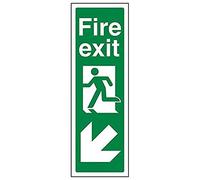 VSafety 14041AK-S'Fire Exit Arrow Down Left Left Lot de 3 panneaux portrait 100 mm x 300 mm