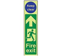 Vsafety 15007 Ad-g Homme plaque de porte Sign, plaque de porte de sortie de secours de feu droite/Keep clair, plastique, portrait, 75 mm x 300 mm, Bleu/vert