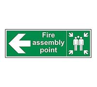 vsafety 17021bp-s Fire Assemblage point Panneau, Fire Point Flèche Gauche, autocollant, paysage, 600 mm x 200 mm, vert