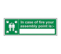 VSafety 17026BP-S'In Case Of Fire Your Assembly Point Is' Panneau 600 mm x 200 mm (lot de 3)