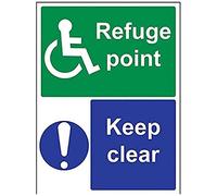 vsafety 17046bc-r Fire Générale point Panneau Refuge, point/Keep Transparent, en plastique rigide, Portrait, 300 mm x 400 mm, bleu/vert