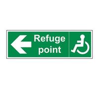 vsafety 17058bj-s Refuge "point Flèche Gauche Fire Générale point obligatoire Signes, vinyle autocollant, paysage, 450 mm x 150 mm, vert