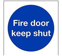 vsafety 18001 ae-r obligatoire Panneau de porte, Fire Keep Shut », en plastique rigide, Carré, 80 mm x 80 mm, bleu
