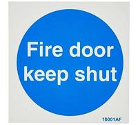 vsafety 18001 af-r obligatoire Panneau de porte, "Fire Keep Shut », en plastique rigide, Carré, 100 mm x 100 mm, bleu