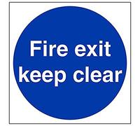 Vsafety 18003bb-s "Fire Exit Keep Clear" Panneau, carré, 300 mm x 300 mm (lot de 3)