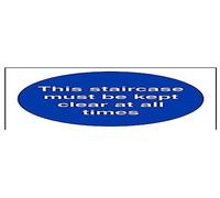 vsafety 18021 AF-S "escalier doit être conservé à toutes les fois Transparent obligatoire Signes, autocollant en vinyle, Carré, 100 mm x 100 mm, bleu