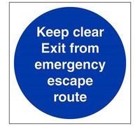 vsafety 18029 am-s obligatoire Panneau, garder Transparent/sortie de secours Route », autocollant, carré, 150 mm x 150 mm, bleu