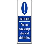 vsafety 18053 ag-r Panneau obligatoire, Cette Zone doit être conservé de tous les Obstructions Transparent, en plastique rigide, Portrait, 100 mm x 150 mm, bleu