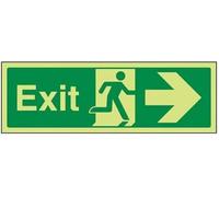 VSafety 21004BJ-G'Arrow Right Safe Condition Exit Panneau phosphorescent en plastique Vert 1 mm 450 x 150 mm