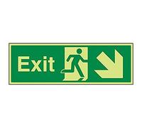 vsafety 21006bj-g "flèche droite sûr état Exit Sign, Glow dans le noir, 1 mm en plastique, paysage, 450 mm x 150 mm, vert