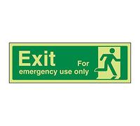 VSafety 21013AX-R'Exit For Emergency Use Only Man Right Sign, 300 mm x 100 mm (lot de 3)