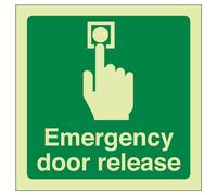 vsafety 22022 af-g "d'urgence de dégagement de porte Lave-vaisselle Panneau de porte État, Glow in the Dark, 1 mm, Carré, en plastique 100 mm x 100 mm, vert