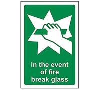 VSafety 23016AG-G'In The Event Of Fire Break Glass' Sign, 100 mm x 150 mm (lot de 3)
