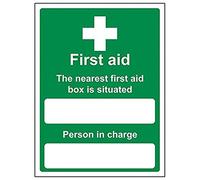 Vsafety 31010 An-s "Le plus proche Boîte de secours est situé à" Sign, 150 mm x 200 mm (lot de 3)