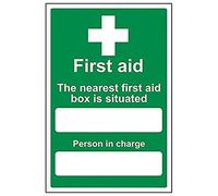 Vsafety 31010 Au-r "Le plus proche Boîte de secours est situé à" Sign, 200 mm x 300 mm (lot de 3)