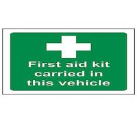 vsafety 31024 AF-S "Kit de premiers secours transporté dans ce véhicule" First Aid General Sign, autocollant, carré, 100 mm x 100 mm, vert