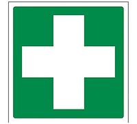 vsafety 31028 am-s "First Aid Logo" First Aid General Sign, autocollant, carré, 150 mm x 150 mm, vert