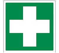 vsafety 31028 at-r "First Aid Logo Panneau « First Aid Assemblée, en plastique rigide, Carré, 200 mm x 200 mm, vert