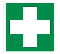 vsafety 31028 at-s "First Aid Logo" First Aid General Sign, autocollant, carré, 200 mm x 200 mm, vert
