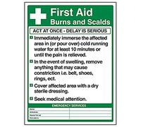 vsafety 31031bc-r "premiers secours Brûlures et dessous Poster Panneau « First Aid Assemblée, en plastique rigide, Portrait, 300 mm x 400 mm, noir/vert
