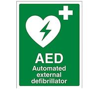 vsafety 31033 an-s "AED défibrillateur externe automatique" First Aid General signe, autocollant, Portrait, 150 mm x 200 mm, vert
