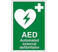vsafety 31033 au-s "AED défibrillateur externe automatique" First Aid General signe, autocollant, Portrait, 200 mm x 300 mm, vert