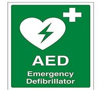 vsafety 31034 an-r "AED défibrillateur d'urgence Premiers Secours Panneau Assemblée, en plastique rigide, Portrait, 150 mm x 200 mm, vert
