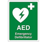 VSafety 31034AN-S'AED Lot de 3 panneaux de défibrillateur d'urgence portrait, 150 mm x 200 mm