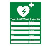 Vsafety 31035bc-r "AED Plus AED utilisateurs et emplacement" Sign, 300 mm x 400 mm (lot de 3)