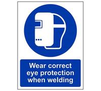 vsafety 41047 Répulsif an-r "Porter Bonne Protection des yeux lors du soudage obligatoire ppe Panneau, en plastique rigide, Portrait, 150 mm x 200 mm, bleu