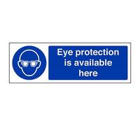 vsafety 41053 ax-r "Protection des yeux est disponible ici obligatoire ppe Panneau, en plastique rigide, paysage, 300 mm x 100 mm, bleu