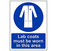 VSafety 41066AN-S'Lab Coats Must Be Worn In This Area Lot de 3 panneaux 150 mm x 200 mm