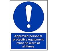 vsafety 41071bc-r "Approuvé Epi doit être porté à toutes les fois obligatoire ppe Panneau, en plastique rigide, Portrait, 300 mm x 400 mm, bleu