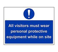 Vsafety 41096bf-s "tous les visiteurs Doivent Porter Ppe Tandis que on site" Sign, 400 mm x 300 mm (lot de 3)