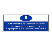 Vsafety 41096br-r "tous les visiteurs Doivent Porter Ppe Tandis que on site" Sign, 600 mm x 450 mm (lot de 3)