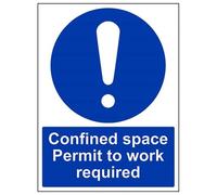 vsafety 42005bc-s obligatoire Machine signe, autocollant, espace confinés/permis à travail nécessaire, Portrait, 300 mm x 400 mm, bleu