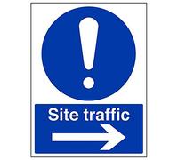 Vsafety 43014bc-r "Trafic de Site/flèche vers la droite" Sign, portrait, 300 mm x 400 mm (lot de 3)