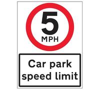 VSafety 5 MPH Car Park Speed Limit - 600 x 800 mm Composite d'aluminium 3 mm avec revêtement anti-graffiti et panneau de sécurité de fixation