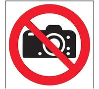 vsafety - 51011 - at-s Prohibition Logo signe, autocollant, appareil photo non, Carré, 200 mm x 200 mm, noir, rouge