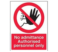 vsafety 52018bc-s "Pas d'admission d'accès authorised personnel Only/main « L'Interdiction signe, autocollant, Portrait, 300 mm x 400 mm, noir/rouge