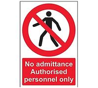 vsafety 52019 au-s "Pas d'admission d'accès authorised personnel Only/Piéton" Interdiction signe, autocollant, Portrait, 200 mm x 300 mm, noir/rouge