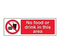 vsafety 53004 ax-s "Aucune nourriture ou Boisson dans cette Zone Prohibition General signe, autocollant, paysage, 300 mm x 100 mm, noir/rouge