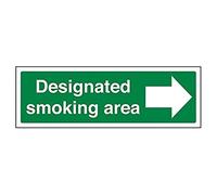 vsafety 57016 ax-s "Zone fumeur/flèche droite Désigné Prohibition signe, autocollant, paysage, 300 mm x 100 mm, vert